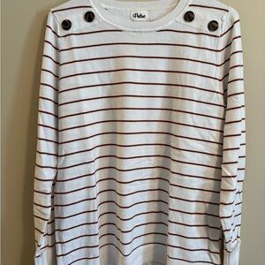 Pulse White and Brown Striped Sweater